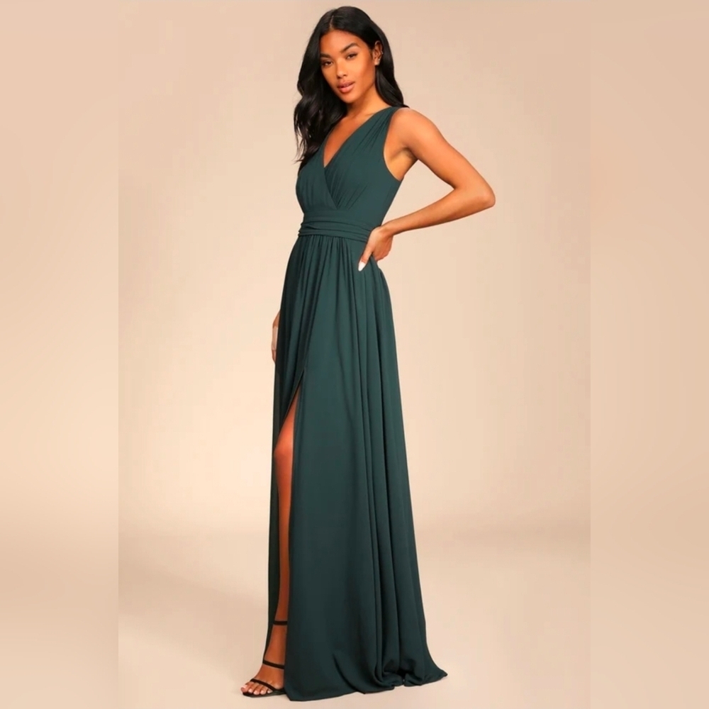 Lulu's Deep Teal Sleeveless Maxi Dress - Picture 2 of 9